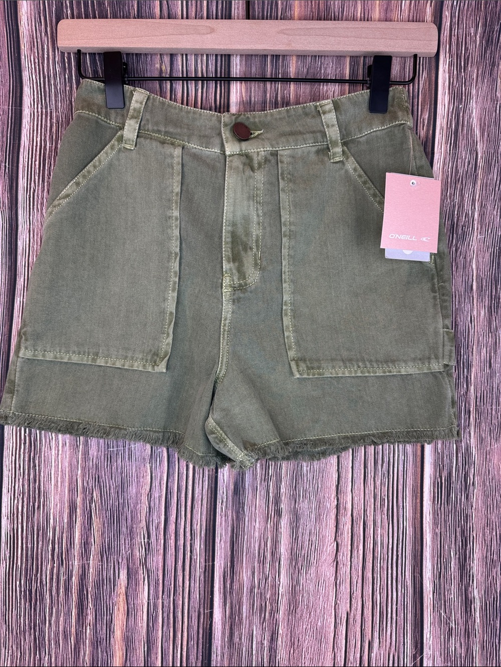 O'Neill Olive Utility Patch-Pocket Shorts